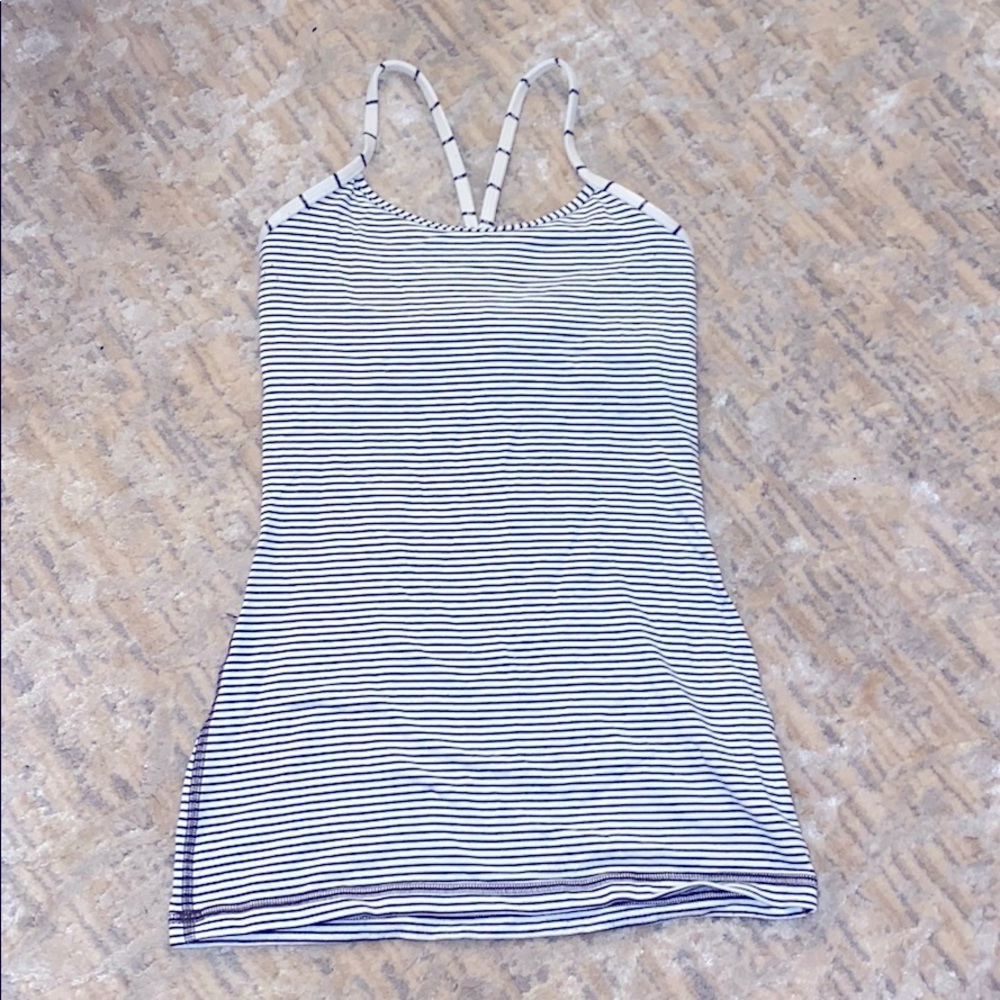 LULULEMON black and white stripped tank